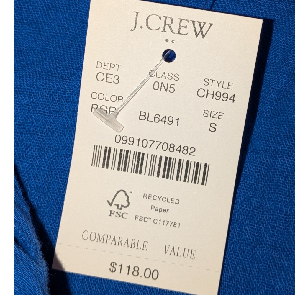 J.Crew Womens Double Gauze Button Down Shirt Cover Up Blue CH994 Small NWT $118 - Picture 6 of 10